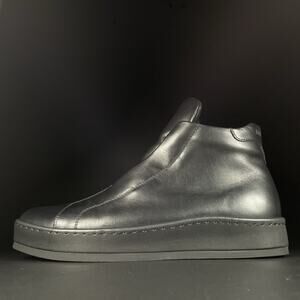 Karl Lagerfeld Mens 10 M Black Leather Slip On High Top Sneakers Casual Shoe EUC